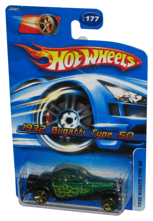 Hot Wheels 1932 Bugatti Type 50 (2006) Mattel Green Toy Car #177 - (Faster Than Ever Red Wheel Card)