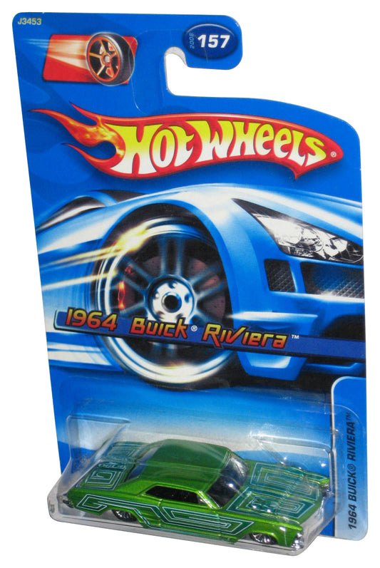 Hot Wheels 1964 Buick Riviera (2006) Mattel Green Toy Car #157 - (Faster Than Ever Red Racing Wheel Card)