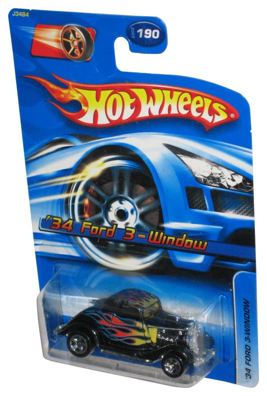 Hot Wheels Blue '34 Ford 3-Window (2006) Mattel Toy Car #190 - (Faster Than Ever Red Racing Wheel Card)