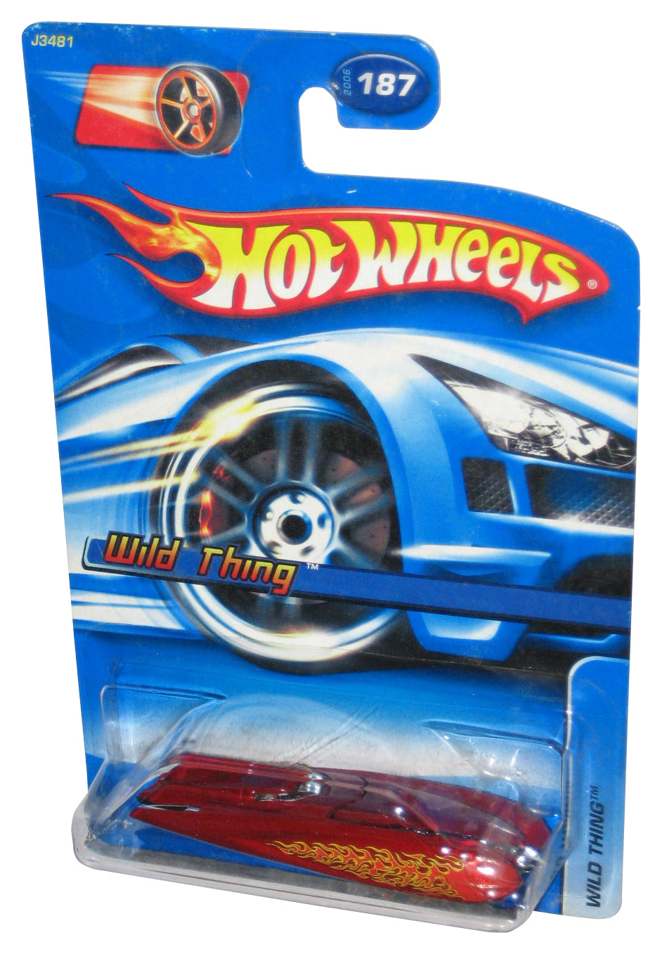 Hot Wheels Wild Thing (2006) Mattel Red Toy Car #187 - (Faster Than Ever Red Racing Wheel Card)