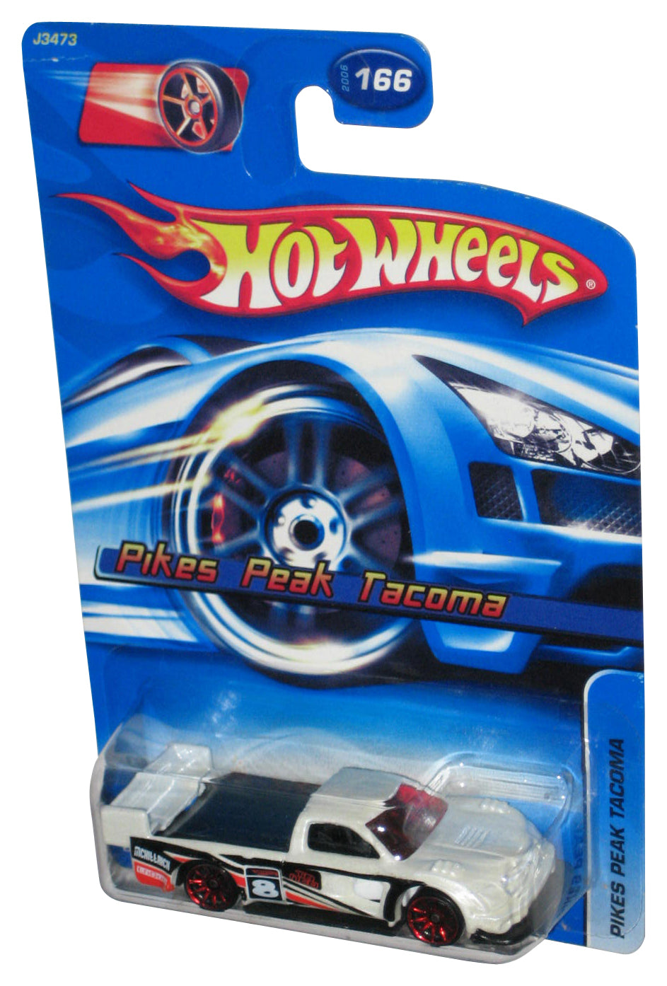 Hot Wheels Pikes Peak Tacoma (2006) Mattel White Toy Car #166 - (Faster Than Ever Red Racing Wheel Card)