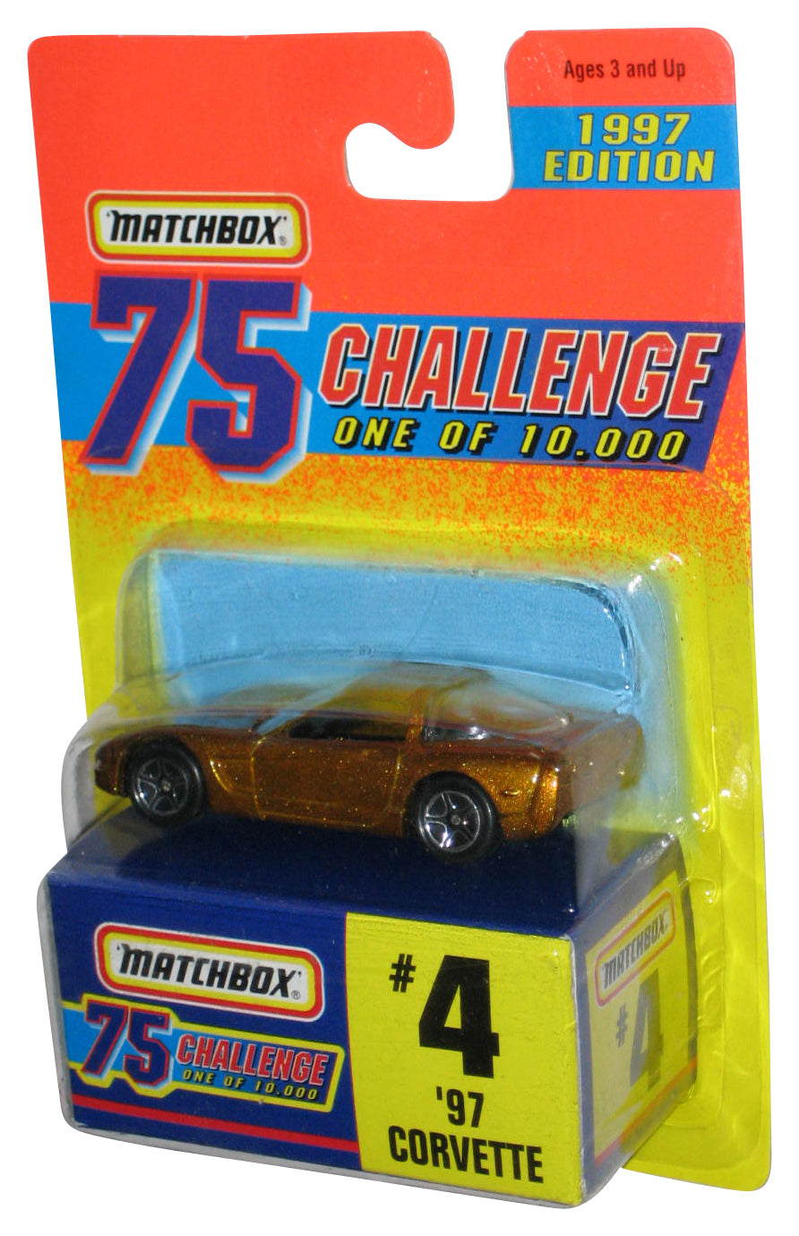 Matchbox 75 Challenge (1997) Mattel Gold '97 Corvette Toy Car #4
