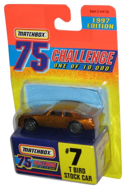 Matchbox 75 Challenge (1997) Mattel Gold T Bird Stock Car Toy #7