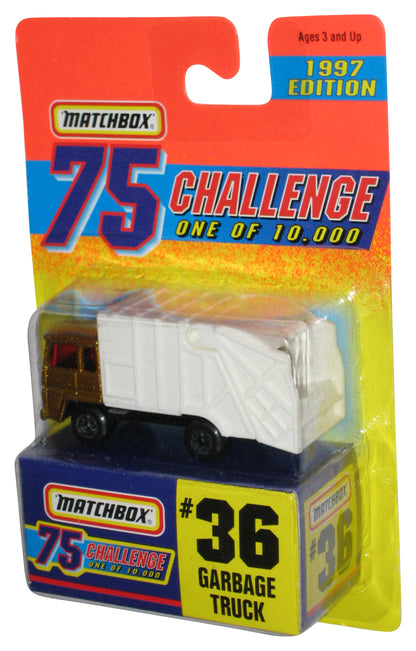 Matchbox 75 Challenge (1997) Mattel Gold Garbage Truck Toy #36