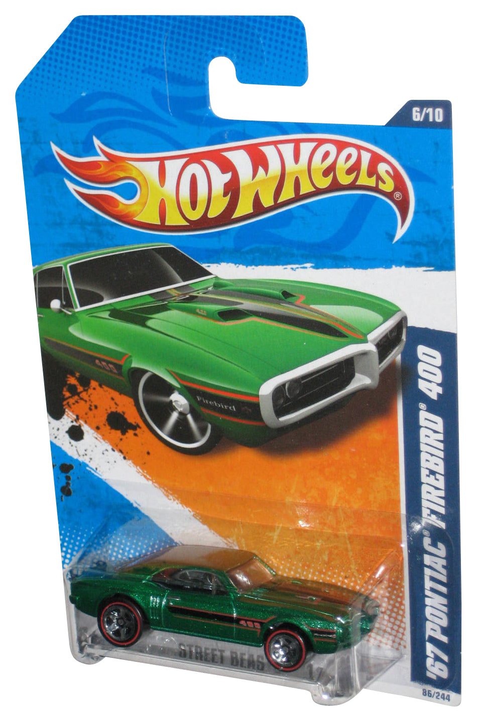 Hot Wheels Street Beasts '11 Green '67 Pontiac Firebird 400 Toy Car 86/244