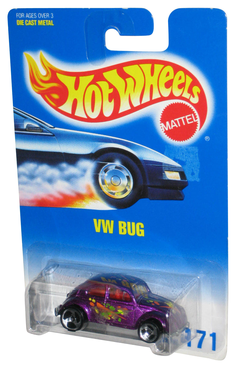 Hot Wheels Purple VW Bug (1991) Mattel Collector Toy Car #171 - (Dented Plastic)