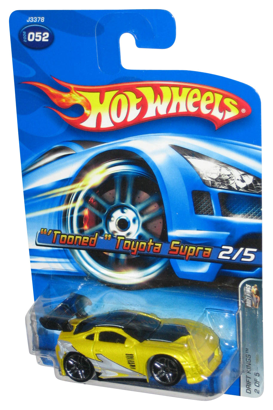 Hot Wheels Drift Kings 2/5 (2006) Tooned Toyota Supra Yellow Toy Car #052