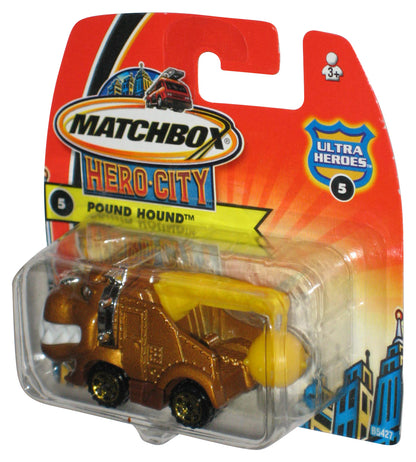 Matchbox Hero City Ultra Heroes (2003) Gold Pound Hound Dog Toy Car #5 - (Short Card)