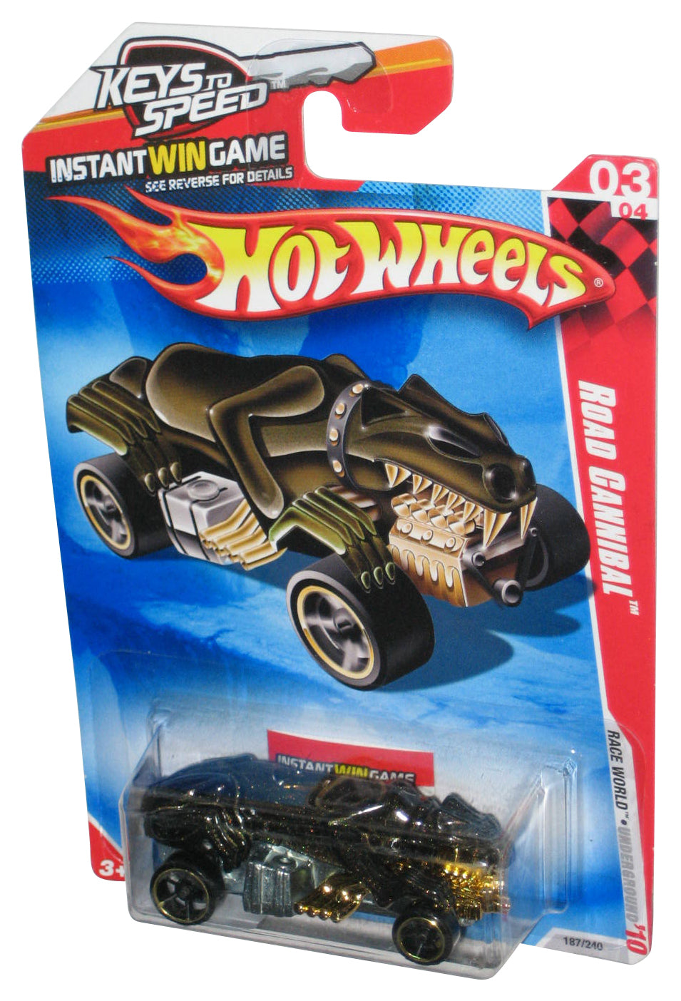 Hot Wheels Race World Underground '10 Blue Double Demon Toy Car 186/240 - (Keys To Speed Card)