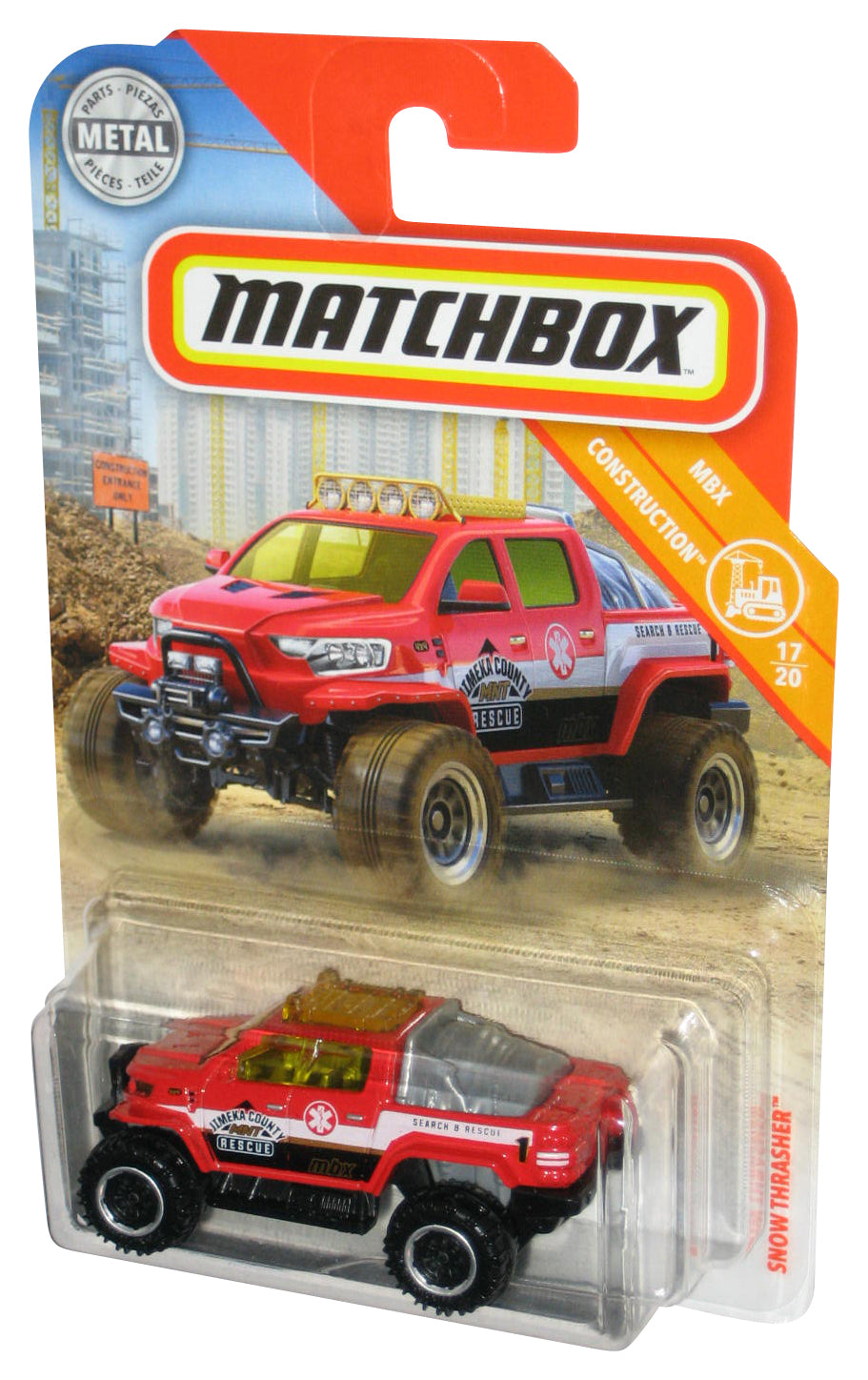 Matchbox MBX Construction 17/20 (2018) Red Snow Thrasher Toy Truck 63/125