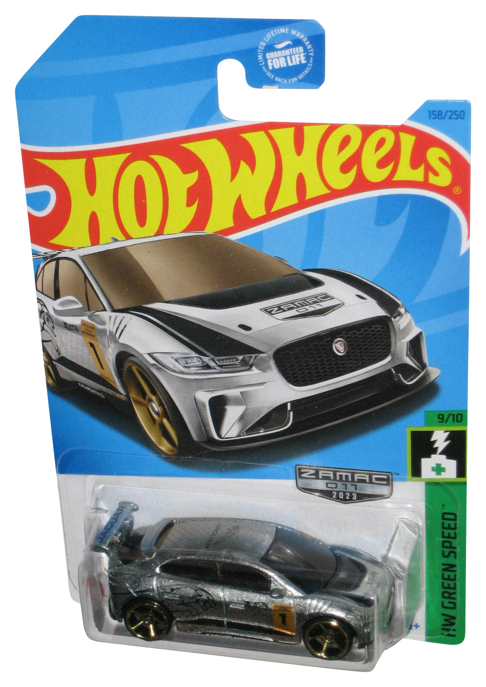 Hot Wheels HW Green Speed 9/10 (2023) Silver Zamac 011 Jaguar I-Pace eTrophy Car 158/250