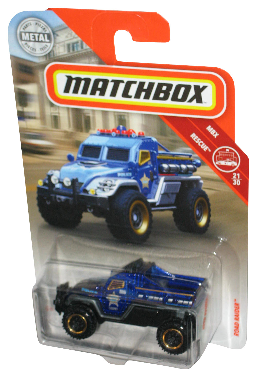 Matchbox MBX Rescue 21/30 (2018) Blue Road Raider Toy Truck 77/125