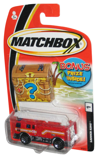 Matchbox Ladder King (2004) Red Toy Fire Truck #1 - w/ Bonus Treasure Chest