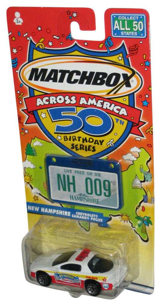 Matchbox Across America 50th Birthday (2001) White New Hampshire Chevrolet Camaro Police Car