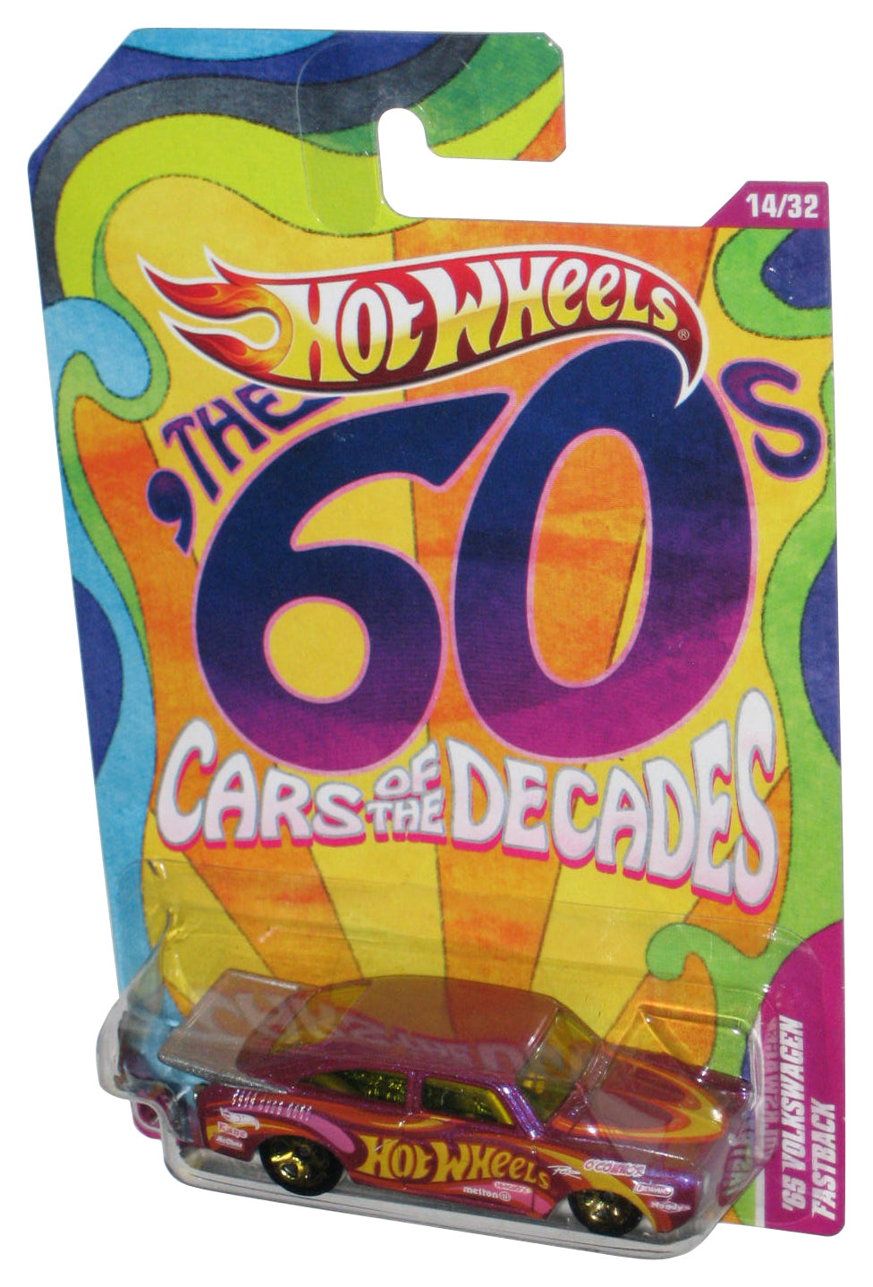 Hot Wheels 60s Cars of The Decades (2011) Purple '65 Volkswagen Fastback Toy Car 14/32