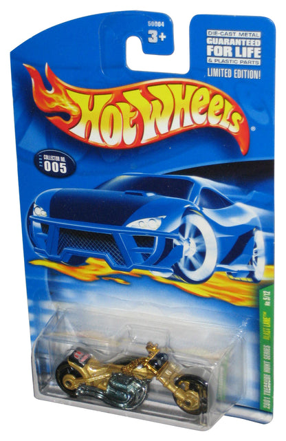 Hot Wheels 2001 Treasure Hunt 5/12 Blast Lane Gold Motorcycle Toy Bike #005