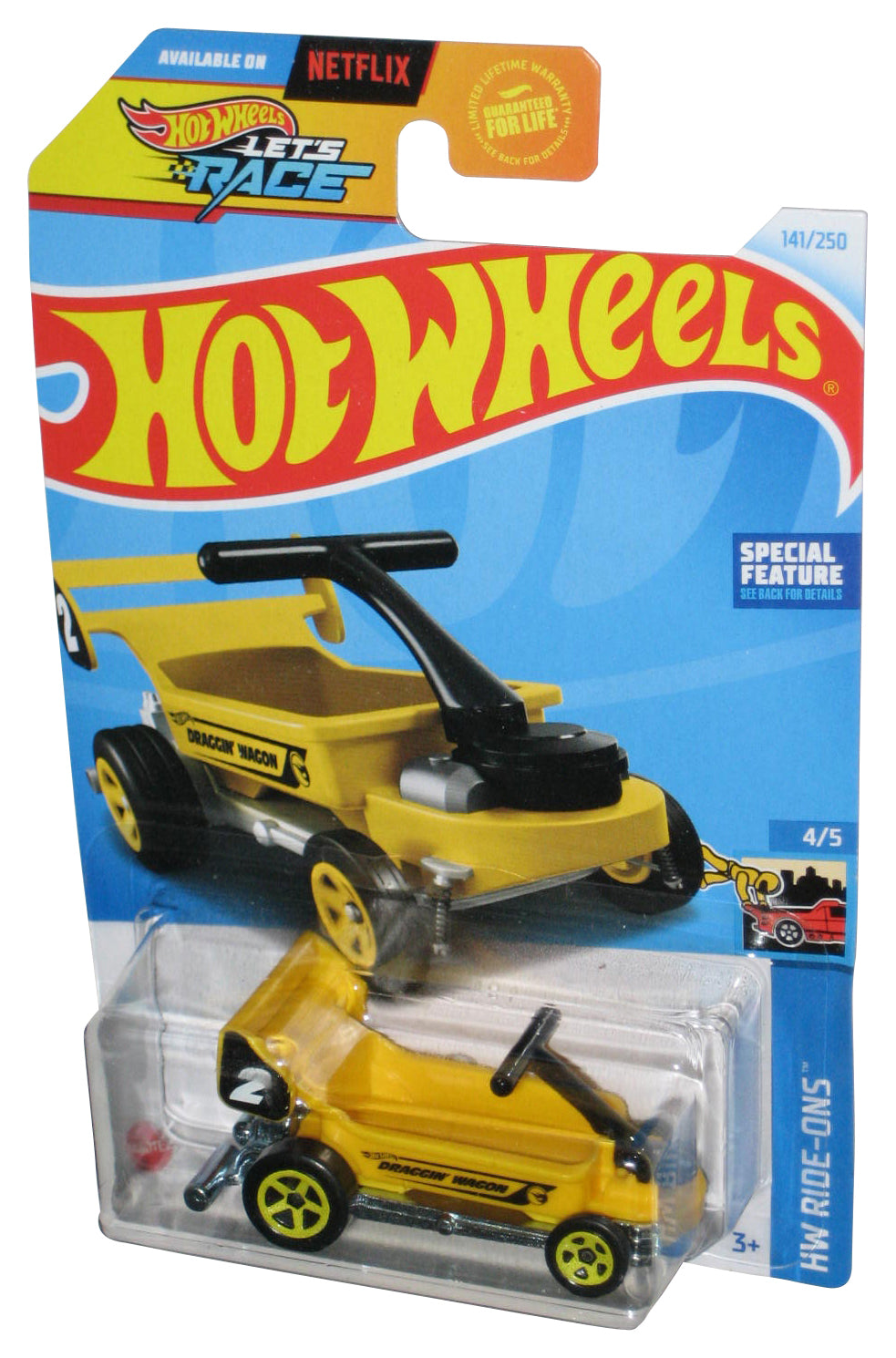 Hot Wheels HW Ride-Ons 4/5 (2021) Yellow Draggin' Wagon Toy Car 141/250