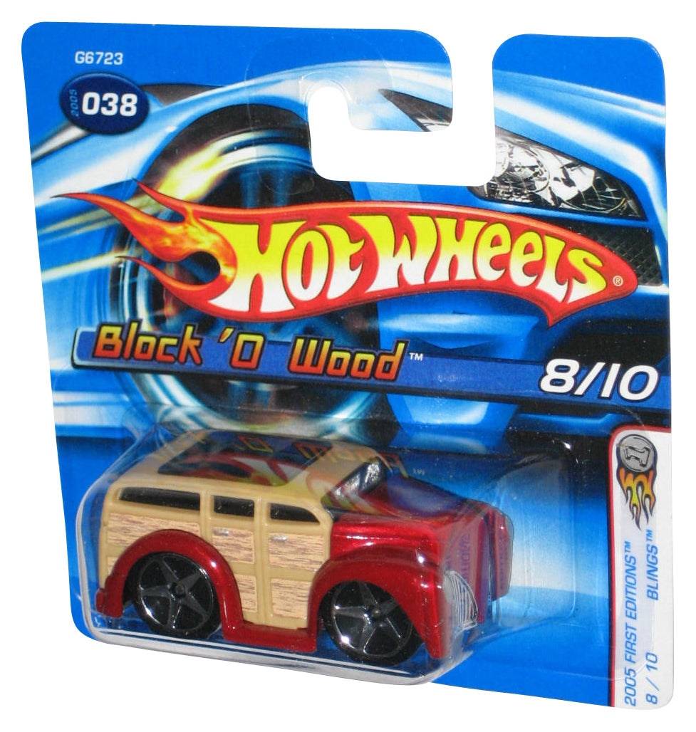 Hot Wheels 2005 First Editions 8/10 Blings Red Block 'O Wood Toy Car #038 - (Short Card)