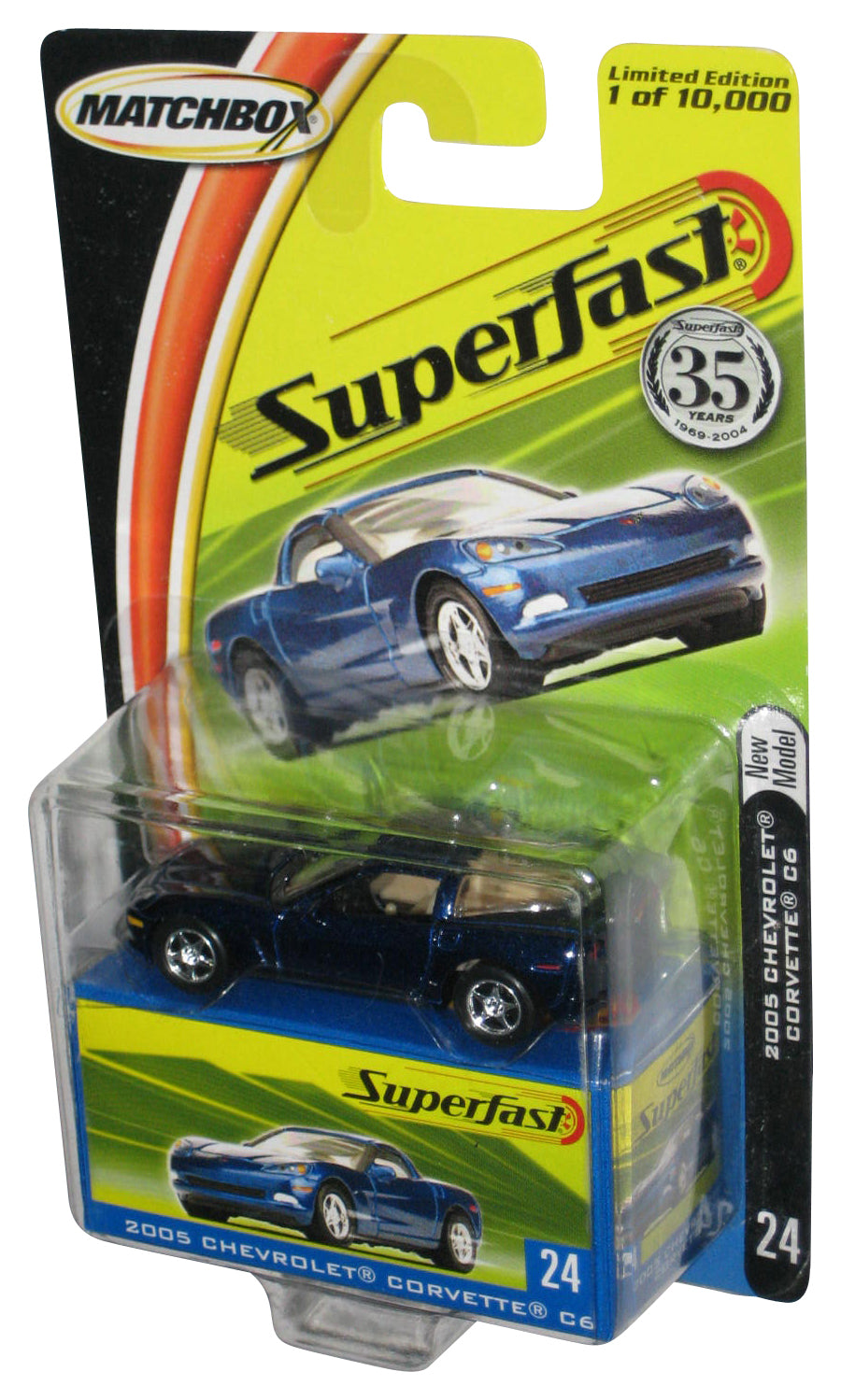 Matchbox Superfast (2004) Mattel Blue 2005 Chevrolet Corvette C6 Toy Car #24