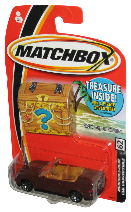 Matchbox Mercedes-Benz CLK Convertible (2005) Red Toy Car #62 w/ Treasure Chest