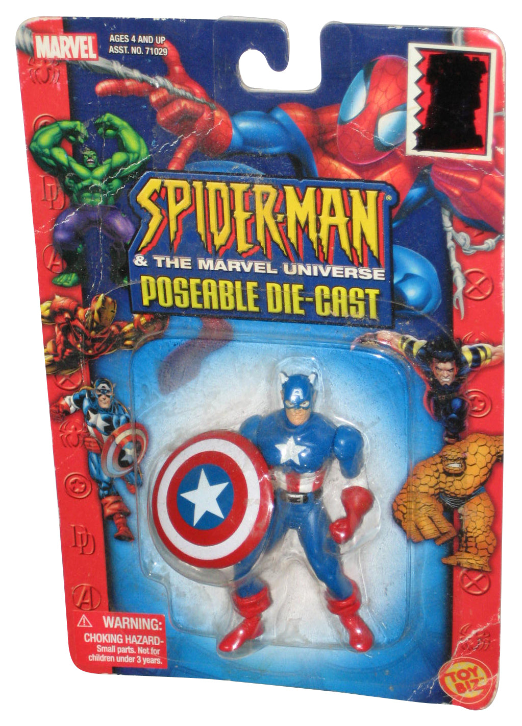 Marvel Captain America (2003) Toy Biz Die-Cast Poseable Mini 2.5 Inch Figure - (Spider-Man Card)