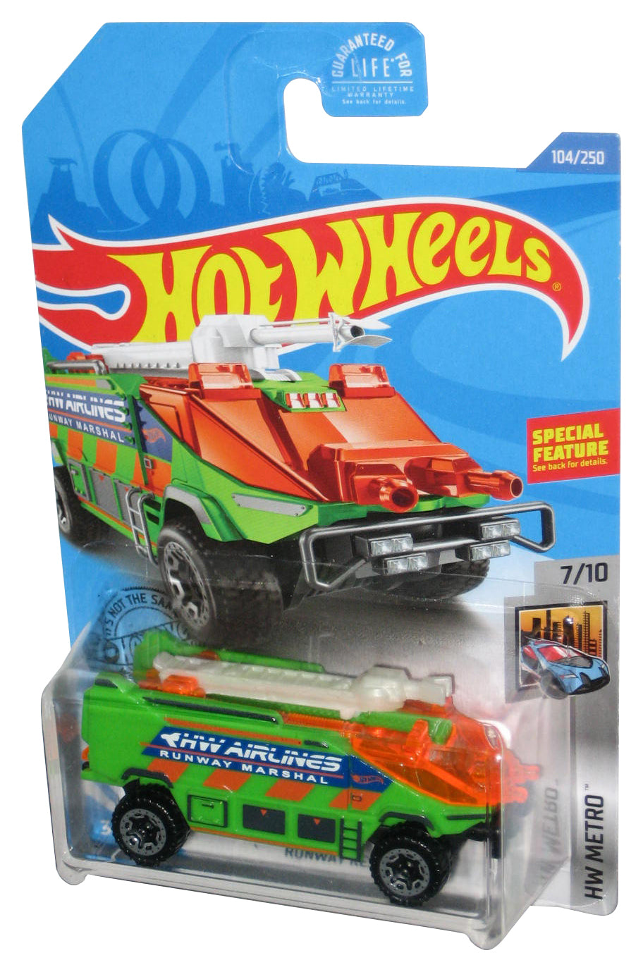 Hot Wheels HW Metro 7/10 (2017) Green & Orange Runway Res-Q Toy Car 104/250