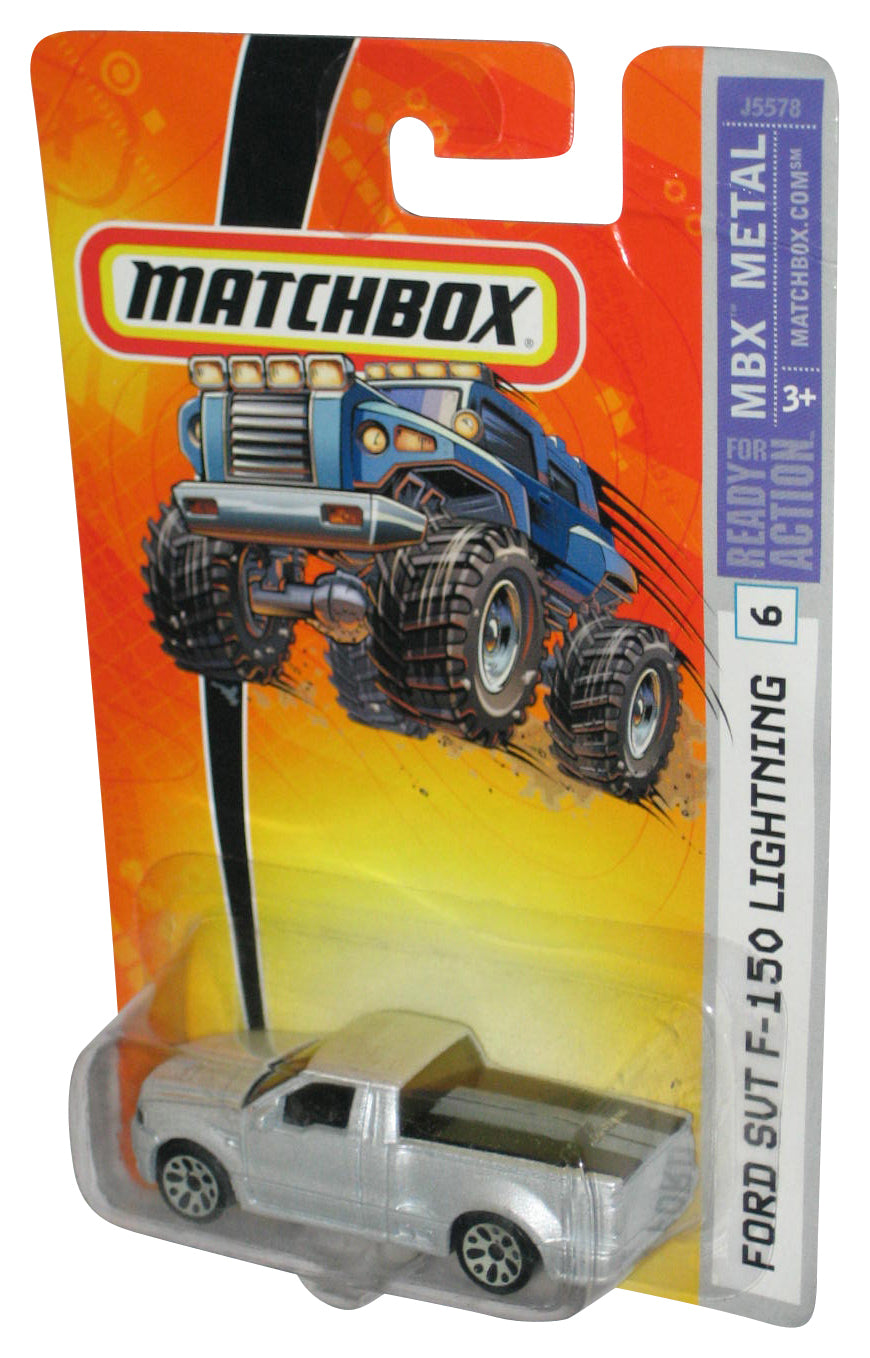 Matchbox MBX Metal (2005) White Ford SVT F-150 Lightning Truck #6 - (Gray Rim Tires)