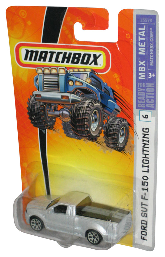 Matchbox MBX Metal (2005) White Ford SVT F-150 Lightning Truck #6 - (Gray Rim Tires)