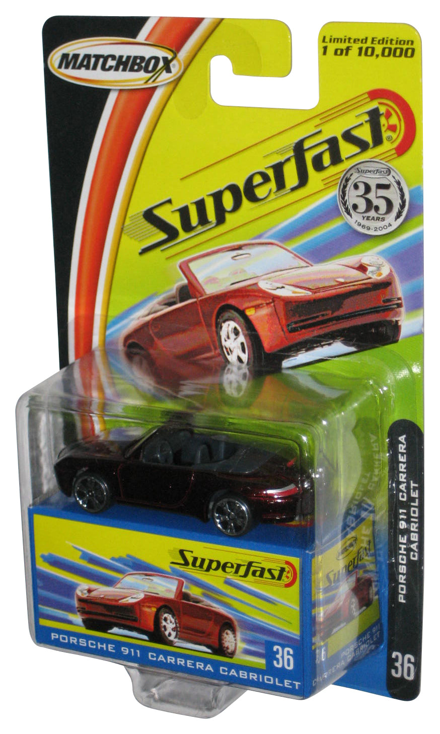 Matchbox Superfast (2004) Mattel Red Porsche 911 Carrera Cabriolet Toy Car #36