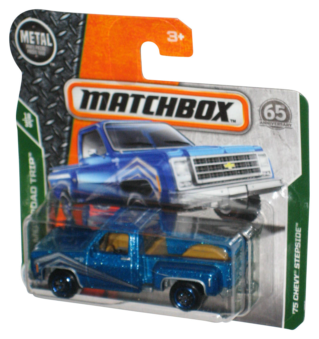 Matchbox MBX Road Trip 18/35 (2017) Blue '75 Chevy Stepside Toy Truck 28/125 - (Short Card)