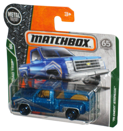 Matchbox MBX Road Trip 18/35 (2017) Blue '75 Chevy Stepside Toy Truck 28/125 - (Short Card)