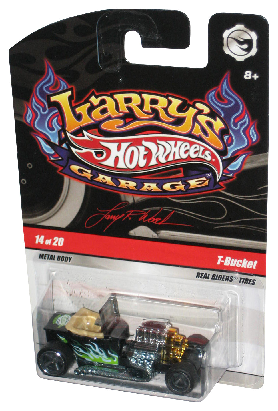 Hot Wheels Larry's Garage (2008) Black T-Bucket Real Riders Car 14/20