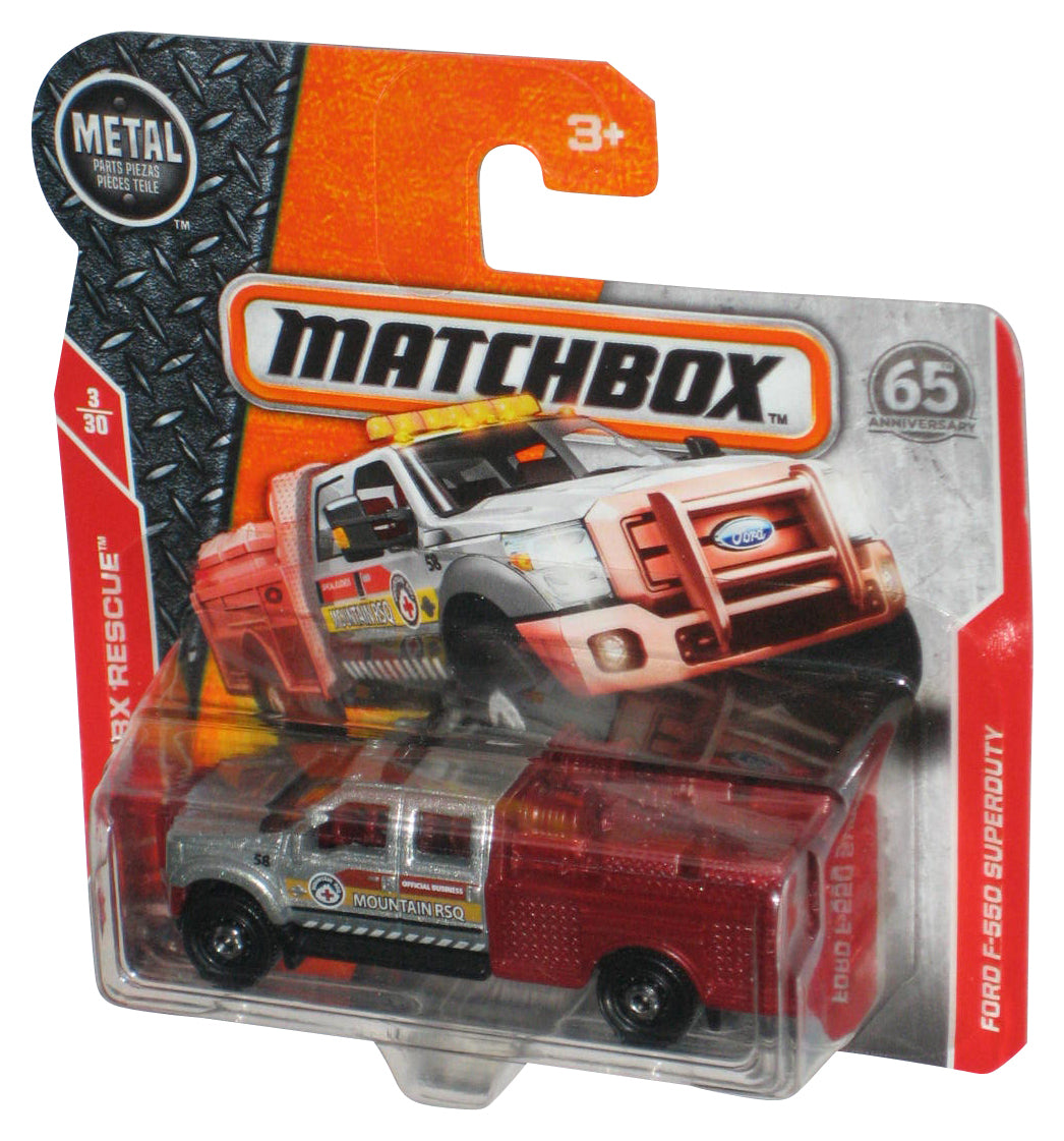 Matchbox MBX Rescue 3/30 (2017) Silver & Red Ford F-550 Superduty Truck Toy 45/125 - (Short Card)