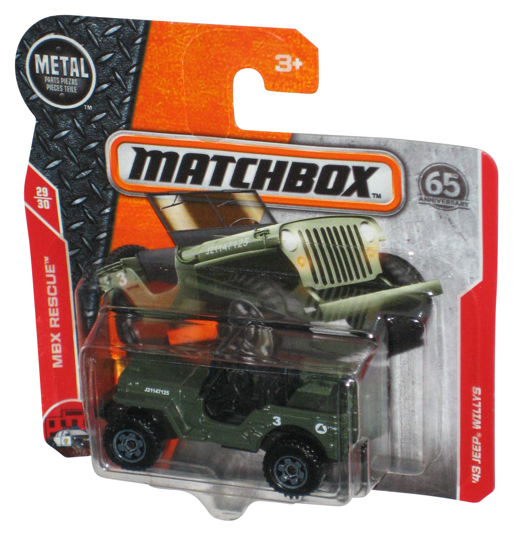Matchbox MBX Rescue 29/30 (2017) Green '43 Jeep Willys Toy Car 121/125 - (Short Card)