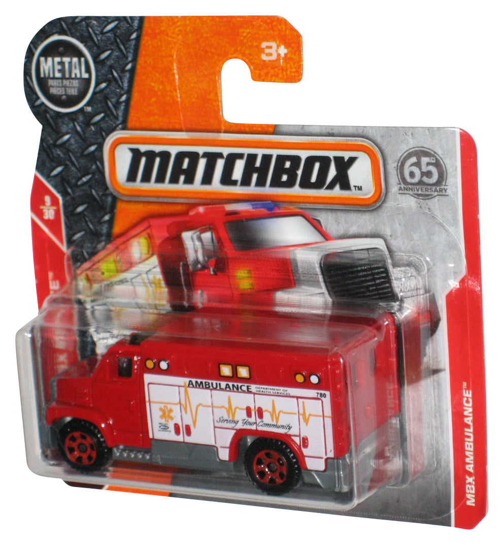 Matchbox MBX Rescue 9/30 (2017) Red Ambulance Toy 60/125 - (Short Card)