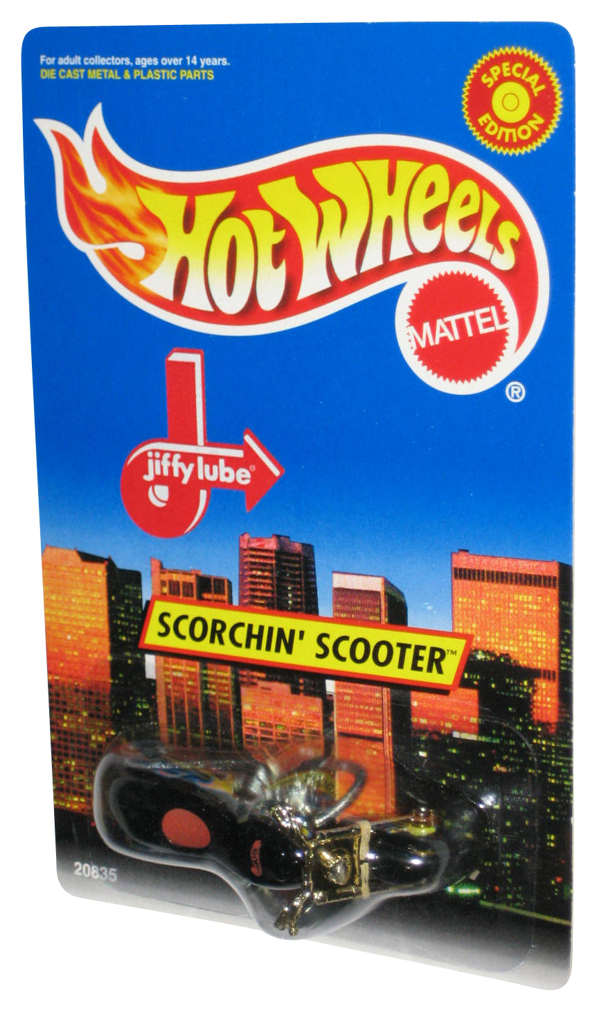 Hot Wheels Scorchin Scooter (1998) Special Edition Jiffy Lube Black Motorcycle Bike Toy