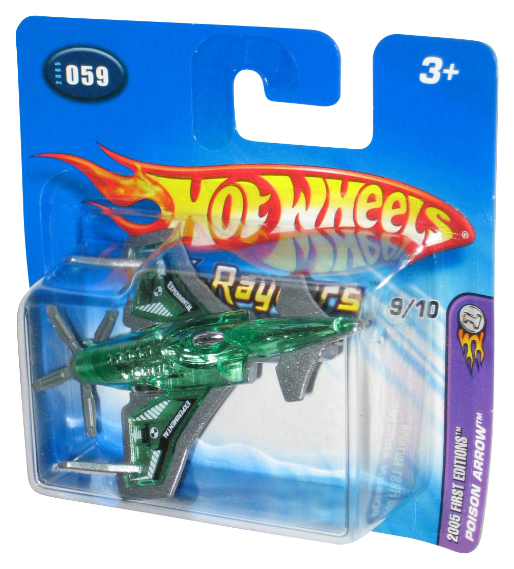 Hot Wheels 2005 First Editions X-Raycers 9/10 Green Poison Arrow Toy Plane #059 - (Short Card)