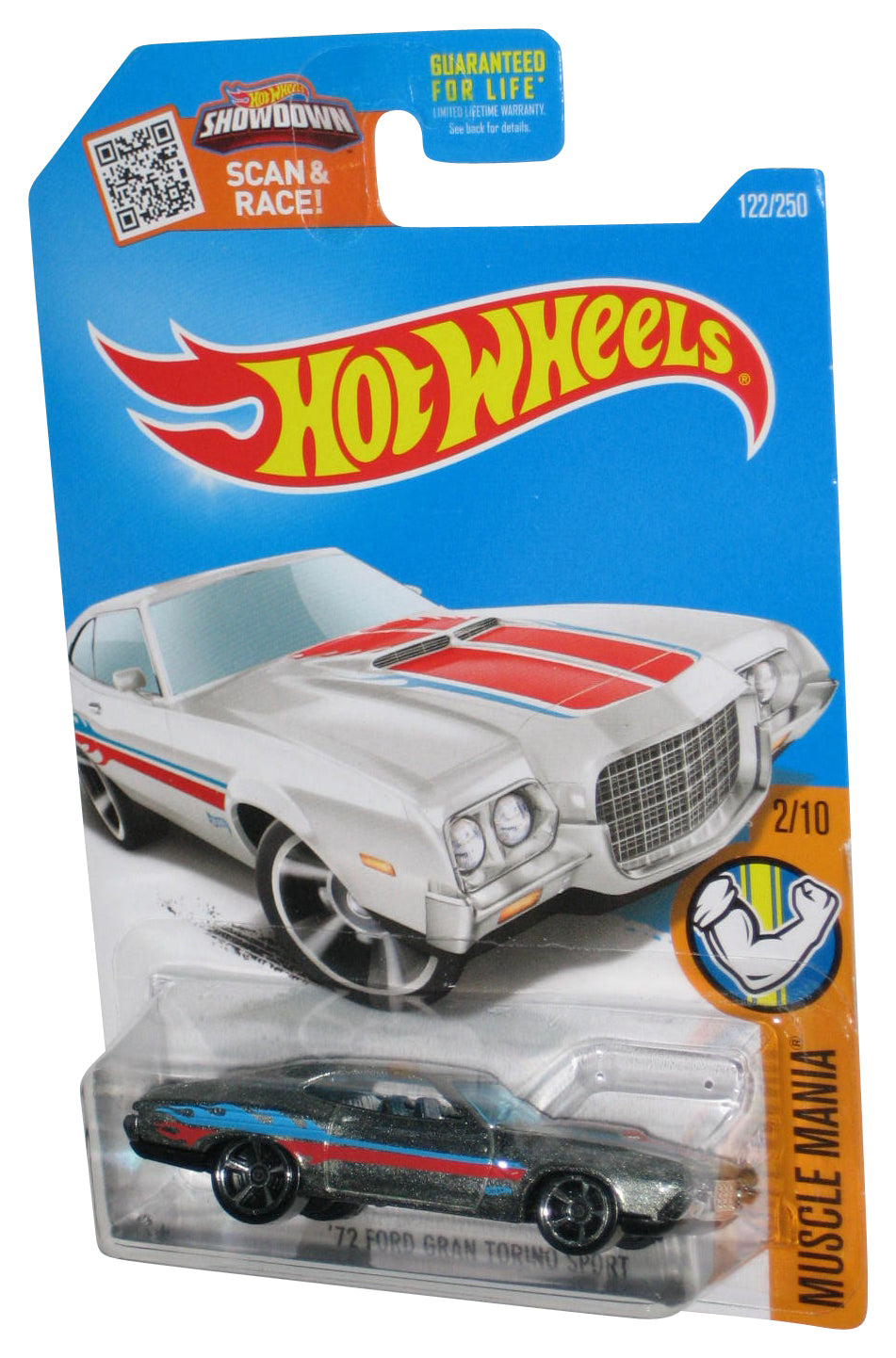 Hot Wheels Muscle Mania 2/10 (2015) White '72 Ford Gran Torino Sport Car 122/250