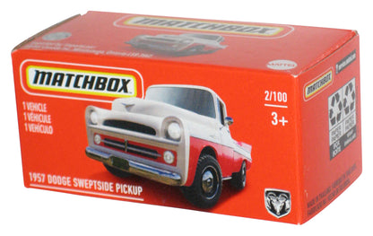 Matchbox 1957 Dodge Sweptside Pickup (2020) Red & White Power Grabs Box Toy Car 2/100