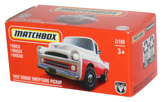 Matchbox 1957 Dodge Sweptside Pickup (2020) Red & White Power Grabs Box Toy Car 2/100