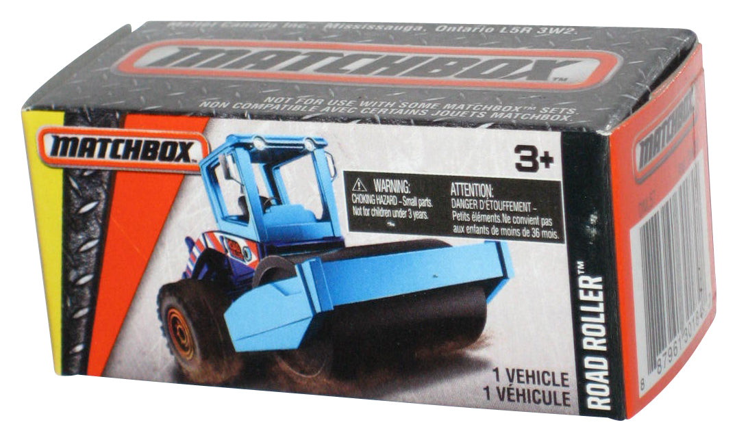 Matchbox Construction (2010) Blue & White Road Roller Power Grabs Box Toy 43/100