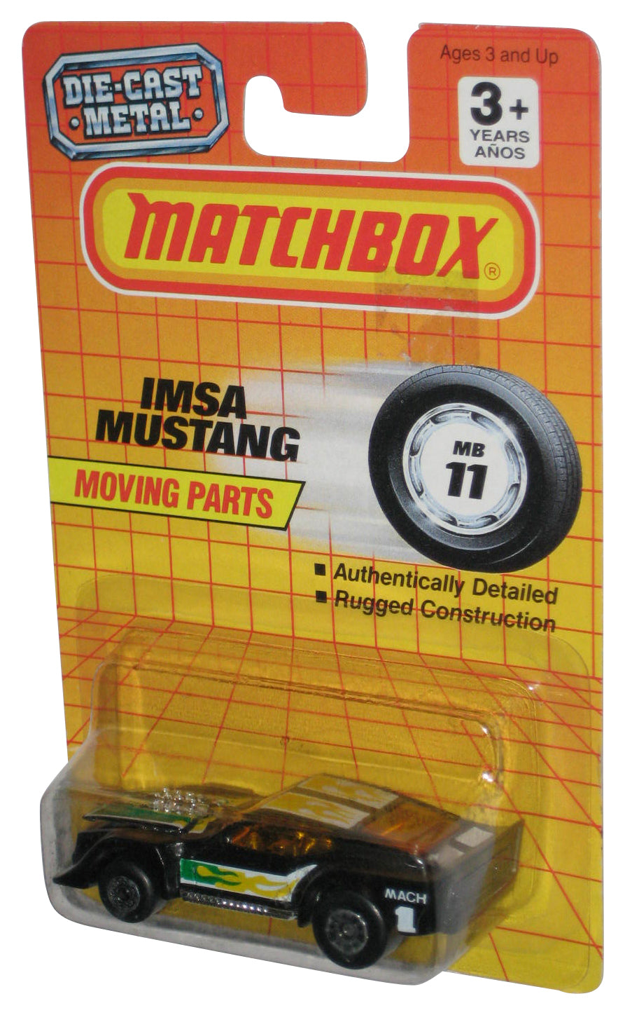 Matchbox Imsa Mustang Moving Parts (1990) Black Die-Cast Metal Toy Car MB11