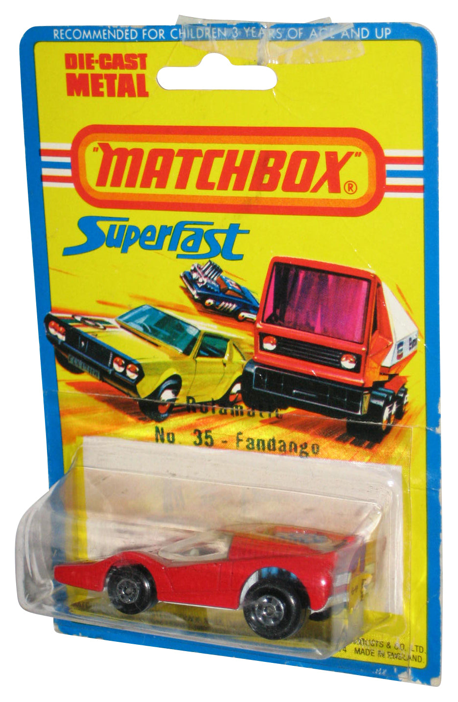Matchbox Superfast (1976) Lesney Rolamatic Red Fandango Toy Car No. 35 - (Damaged Packaging)