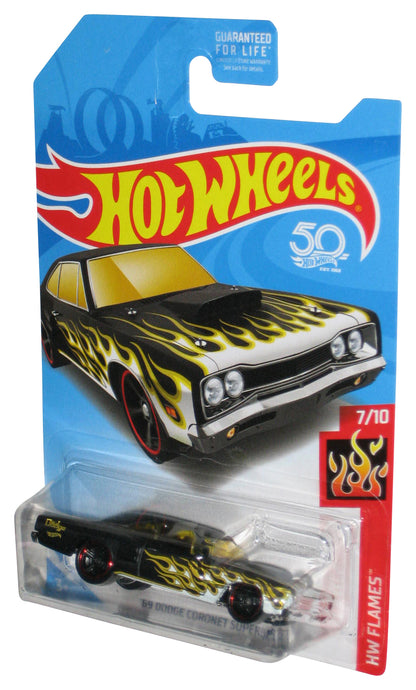 Hot Wheels HW Flames 7/10 (2017) Black '69 Dodge Coronet Superbee Toy Car