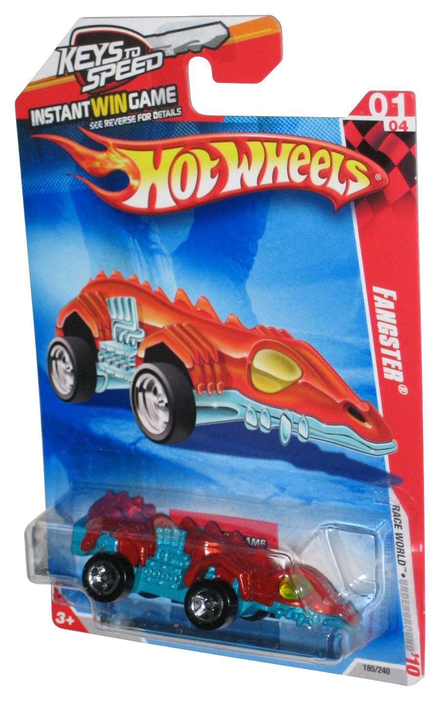 Hot Wheels Race World Underground '10 1/4 Red Fangster Toy Car 185/240 - (Keys To Speed Card)
