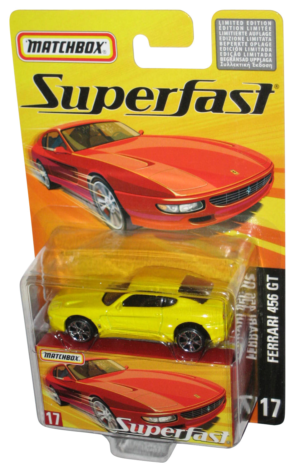 Matchbox Superfast (2004) Yellow Ferrari 456 GT Toy Car #17