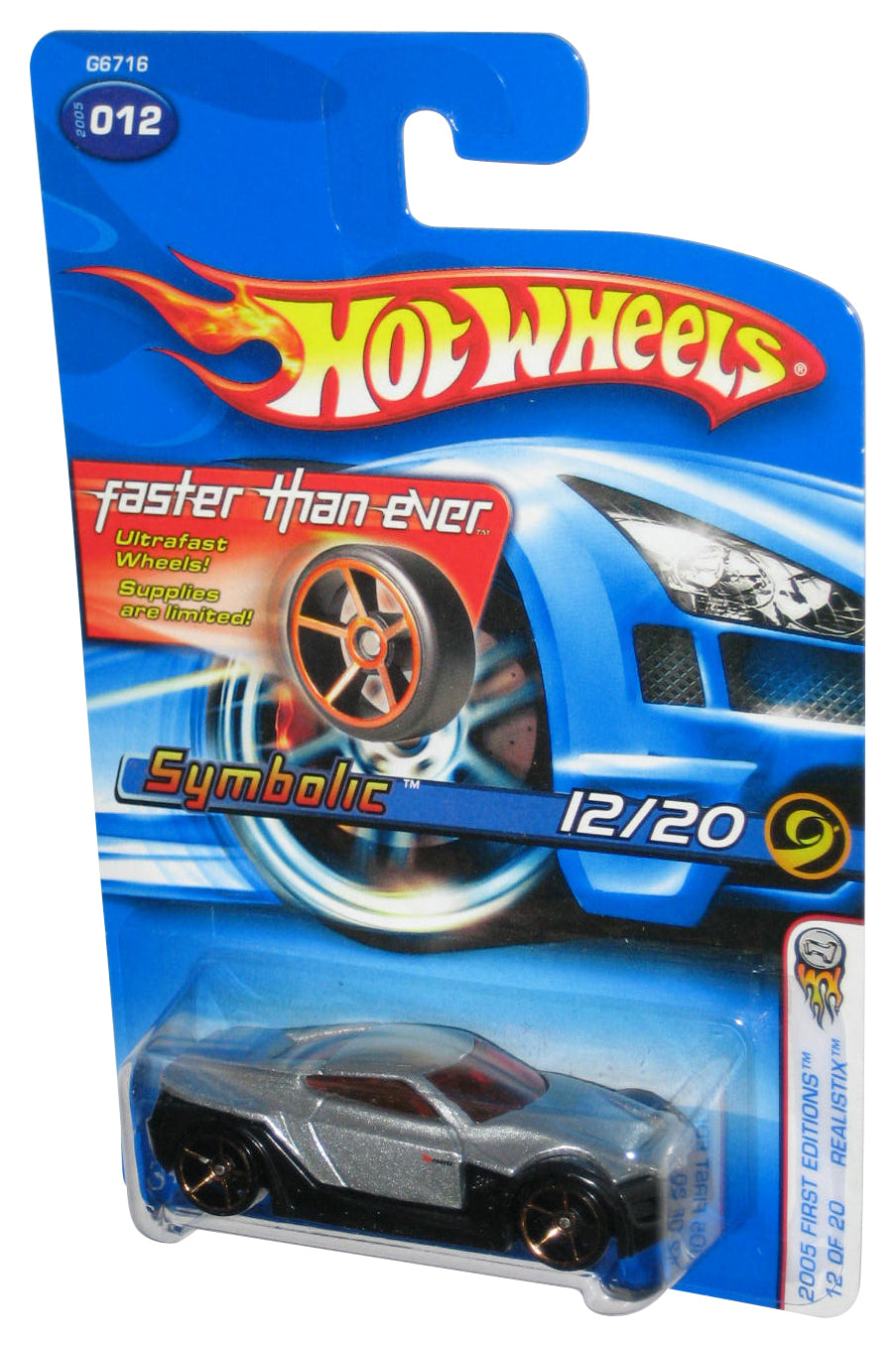 Hot Wheels First Editions Realistix 12/20 Symbolic (2005) Silver & Black Toy Car #012 - (Faster Than Ever Card)
