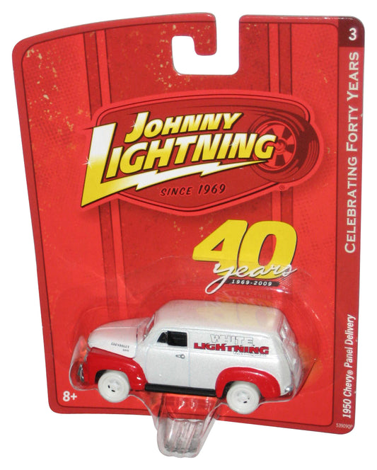 Johnny Lightning 40 Years (2009) White & Red 1950 Chevy Panel Delivery Toy Car #3