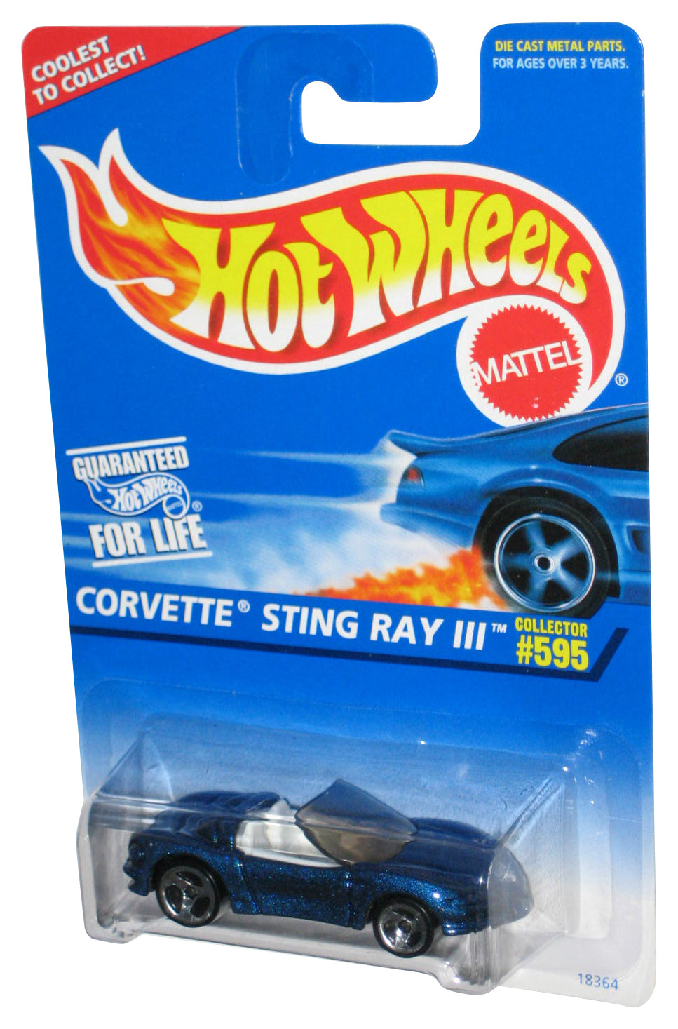 Hot Wheels Corvette Sting Ray III (1995) Mattel Die-Cast Blue Toy Car #595