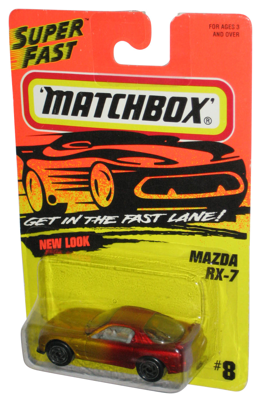Matchbox Get In The Super Fast Lane (1994) New Look Red & Yellow Mazda RX-7 Toy Car #8